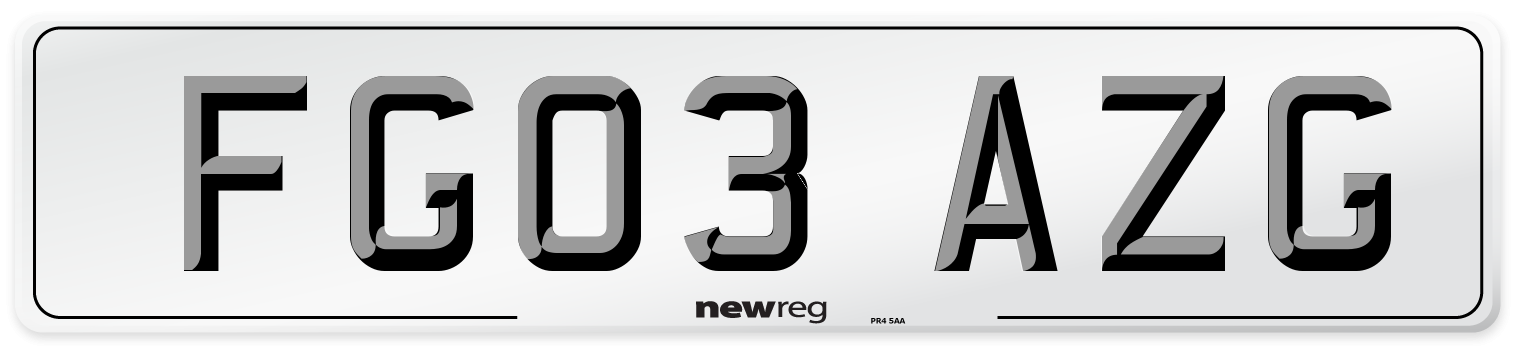 FG03 AZG Number Plate from New Reg